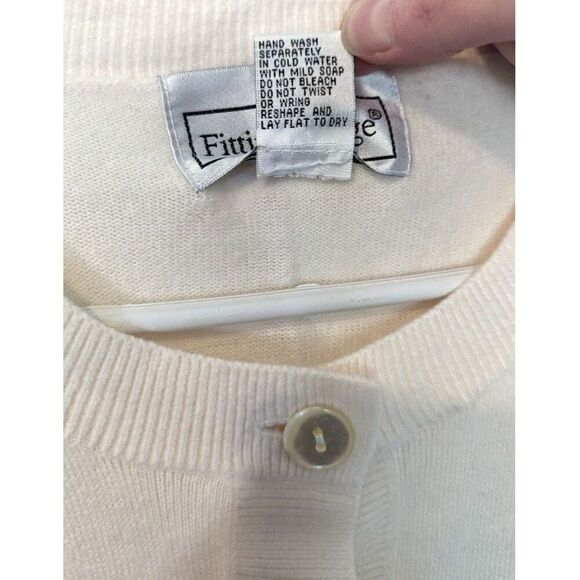 Fitting Image Womens Vintage Cardigan Sweater XL Size 14 / 16 Ivory Cream Knit - Picture 6 of 7